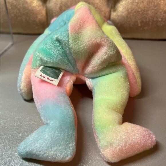 TY Beanie Baby "B.B. Bear " From 1999 & Display Case, Tag Cover, Error - Picture 7 of 10